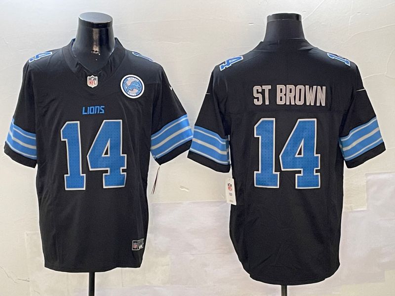 Men Detroit Lions #14 St Brown Black three generations 2024 Nike Limited NFL Jersey style 01021